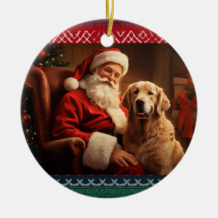 Adorno De Cerámica Santa Claus con el recuperador de oro