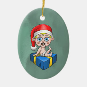 Adorno De Cerámica Santa Claus cuando era un bebé