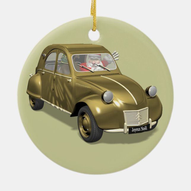Adorno De Cerámica Santa Claus En Citroen 2CV (Atrás)