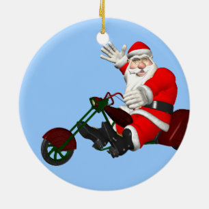 Adorno De Cerámica Santa Claus En El Trike A Motor