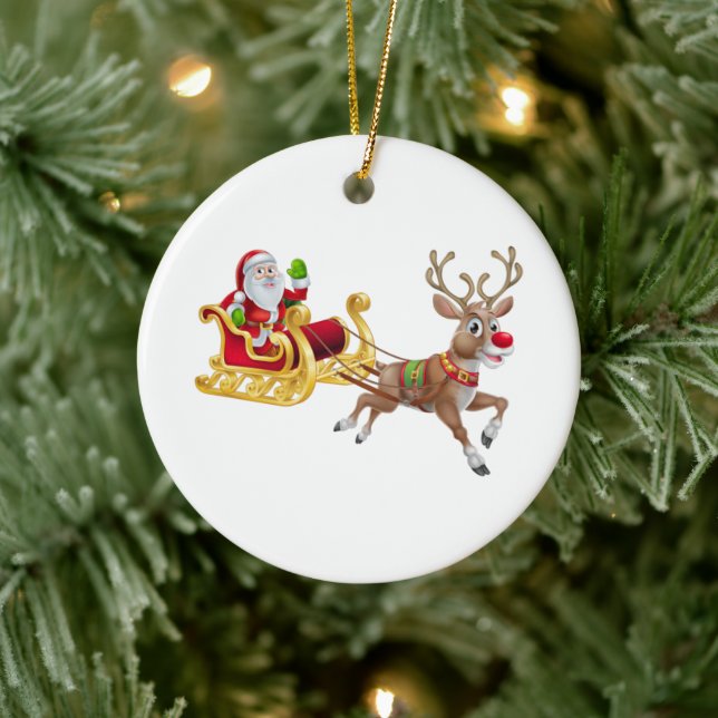 Adorno De Cerámica Santa Claus en trineo (Árbol)