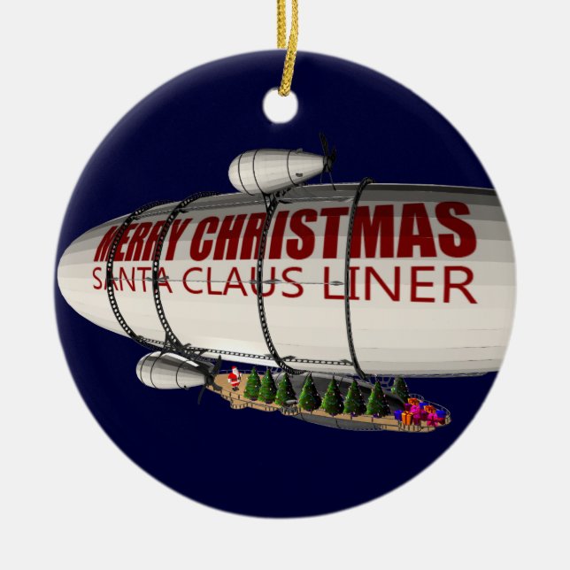 Adorno De Cerámica Santa Claus En Zeppelin (Frente)