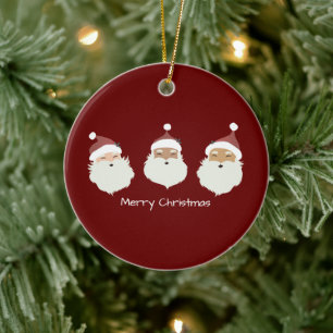 Adorno De Cerámica Santa Claus Feliz Navidad