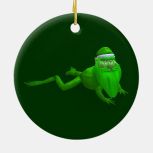 Adorno De Cerámica Santa Claus Frog