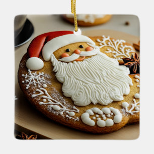 Adorno De Cerámica Santa Claus Gingerbread Man