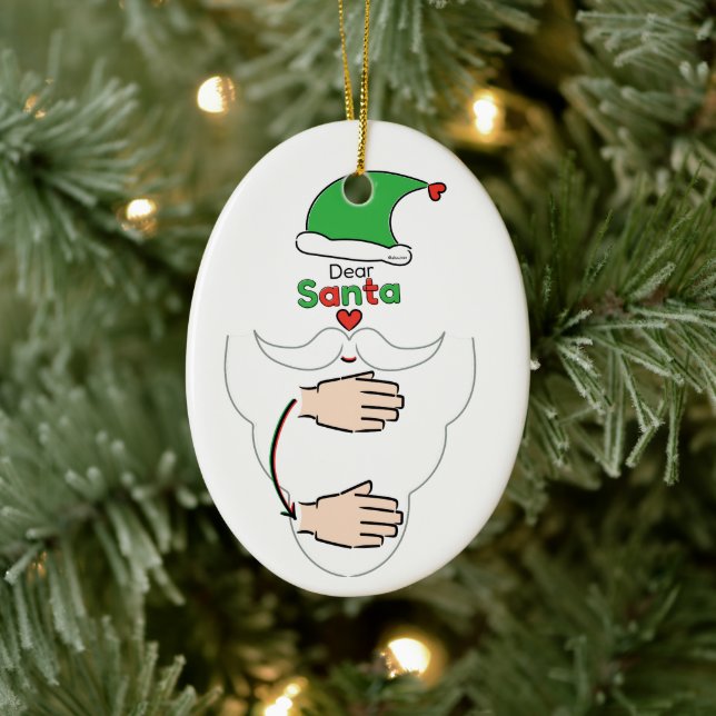 Adorno De Cerámica Santa Claus in American Sign Language (Árbol)