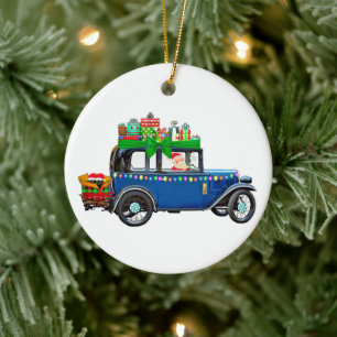 Adorno De Cerámica Santa Claus Jalopy
