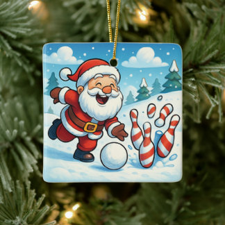 Adorno De Cerámica Santa Claus Jugador de Bolos Personalizado