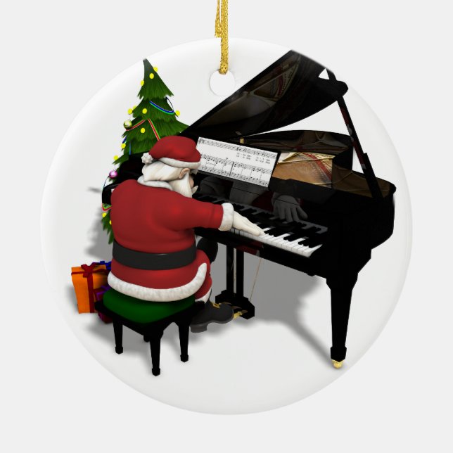 Adorno De Cerámica Santa Claus jugando al piano (Atrás)