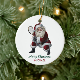 Adorno De Cerámica Santa Claus jugando tenis Personalizado