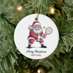 Adorno De Cerámica Santa Claus jugando tenis Personalizado