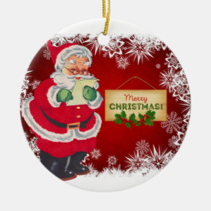 Adorno De Cerámica Santa Claus Merry Christmas Tree