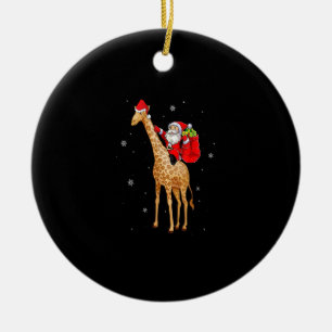 Adorno De Cerámica Santa Claus monta Navidades de jirafa para niños