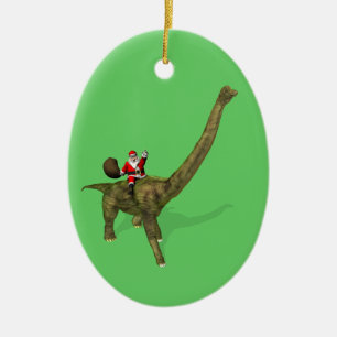 Adorno De Cerámica Santa Claus Montando En El Brachiosauro