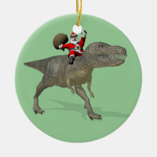 Adorno De Cerámica Santa Claus Montando En Trex