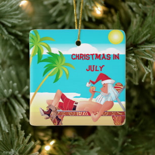 Adorno De Cerámica Santa Claus Navidad en Julio Fiesta de Verano en l