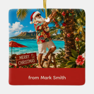 Adorno De Cerámica Santa Claus Navidad en la playa 