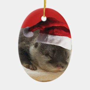 Adorno De Cerámica Santa Claus Nutria Soñolienta
