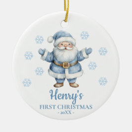 Adorno De Cerámica Santa Claus Personalized Baby's First Christmas