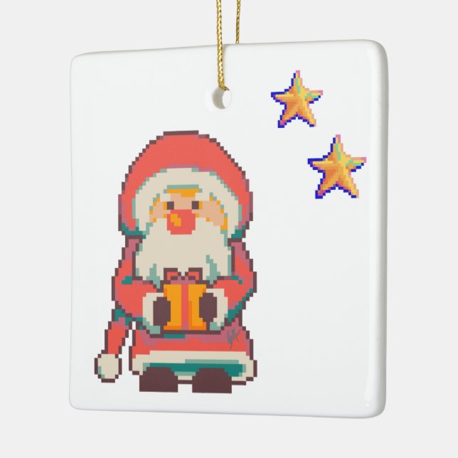 Adorno De Cerámica Santa Claus Pixelart, Pixel Art  (Izquierda)