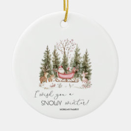 Adorno De Cerámica Santa Claus, Sleigh, presenta Navidades forestales