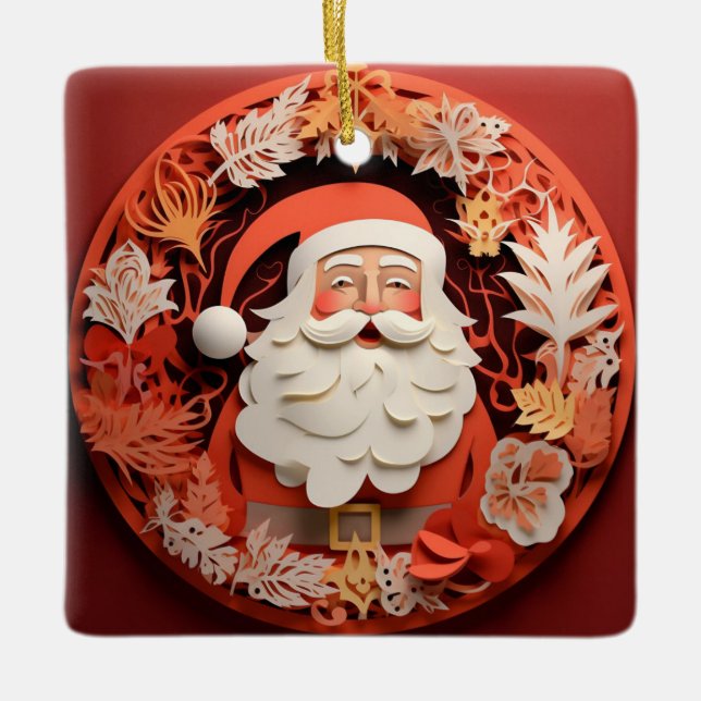 Adorno De Cerámica Santa Claus, un corte de papel (Anverso)