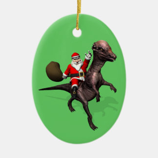 Adorno De Cerámica Santa Claus Viajando En Pachyosaurus