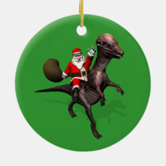 Adorno De Cerámica Santa Claus Viajando En Pachyosaurus
