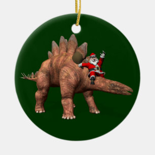 Adorno De Cerámica Santa Claus Viajando En Stegosaurus