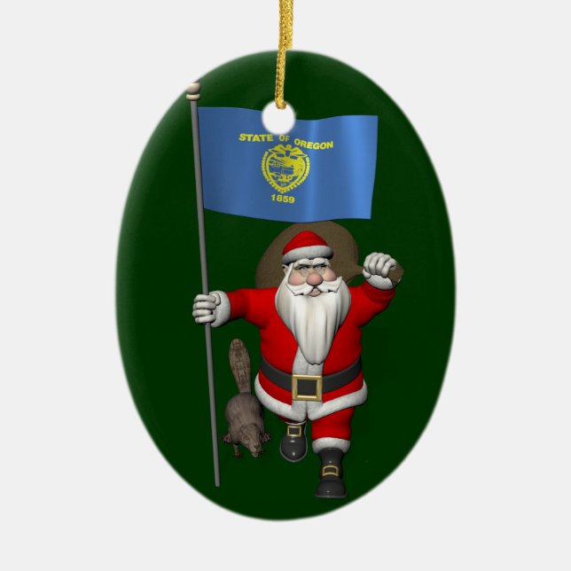 Adorno De Cerámica Santa Claus visita el estado castor (Frente)