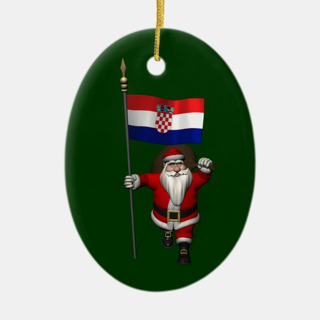 Adorno De Cerámica Santa Claus visitando Croacia (Frente)