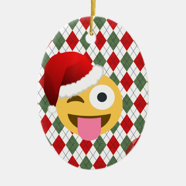 Adorno De Cerámica santa claus wink emoji (Frente)