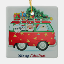 Adorno De Cerámica Santa Claus Y Amigos