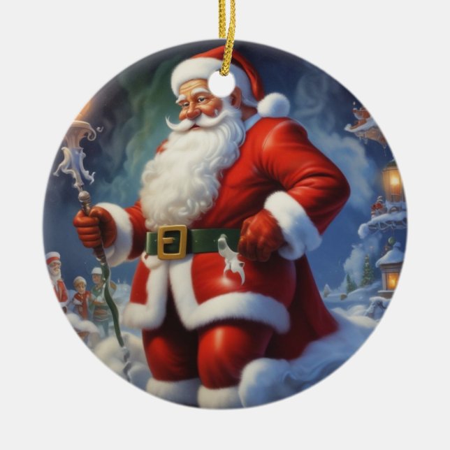 Adorno De Cerámica Santa Cláusula Feliz Navidad Feliz Año Nuevo (Frente)