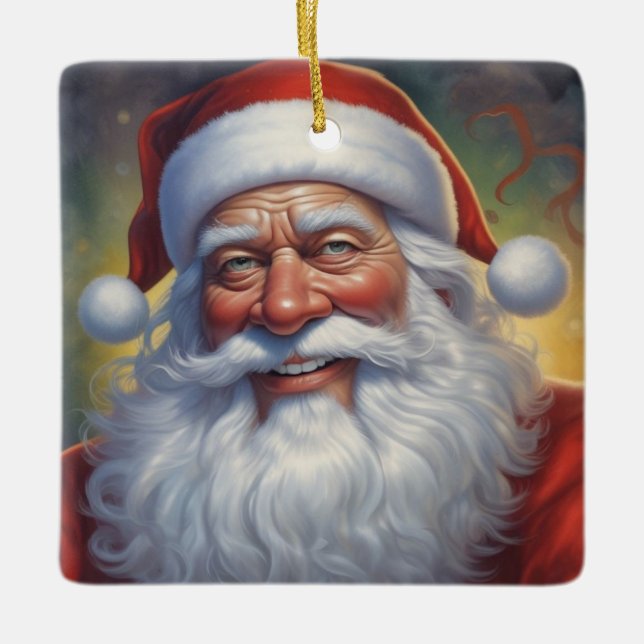 Adorno De Cerámica Santa Cláusula Feliz Navidad Feliz Año Nuevo (Anverso)