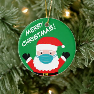 Adorno De Cerámica Santa con máscara personalizado Navidades personal