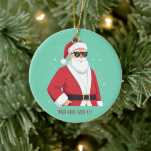 Adorno De Cerámica Santa Cool con Gafas de Sol  Ho Ho Ho Navidad
