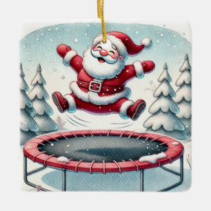 Adorno De Cerámica Santa Cuta personalizada saltando en Trampoline
