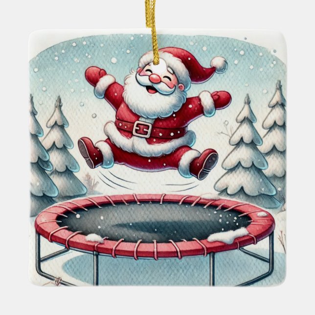 Adorno De Cerámica Santa Cuta personalizada saltando en Trampoline (Anverso)