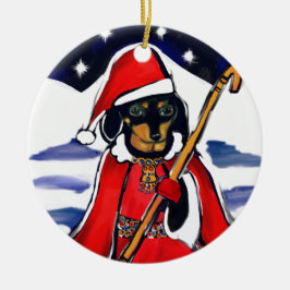 ADORNO DE CERÁMICA SANTA DACHSHUND