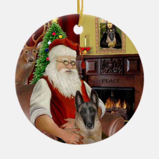 Adorno De Cerámica Santa de Malinois - Belga (Frente)