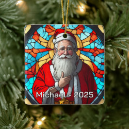 Adorno De Cerámica Santa de Vidrio Emplomado Atemporal