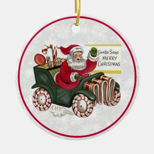 Adorno De Cerámica Santa dice Feliz Navidad (Frente)