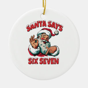 Adorno De Cerámica Santa Dice Seis Siete 6 7 Navidad Santa Claus
