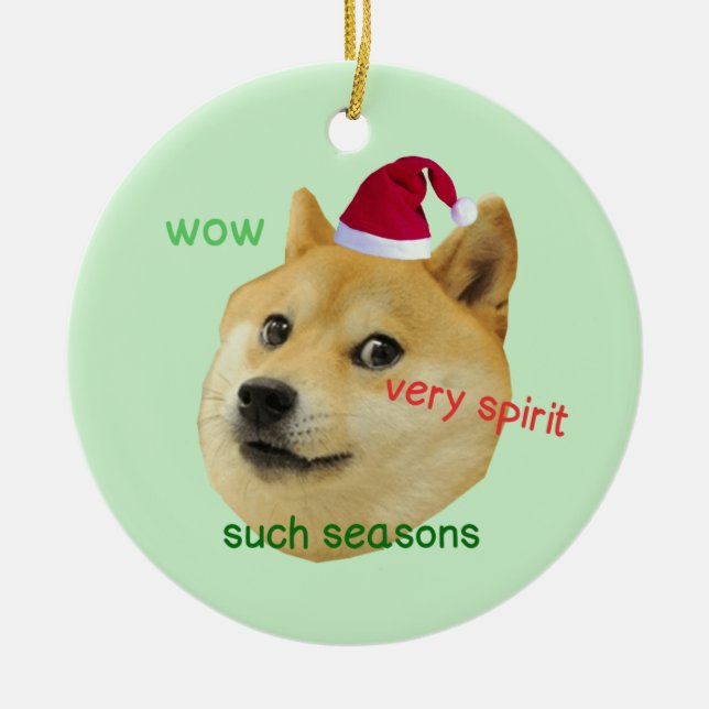 Adorno De Cerámica Santa Doge Funny Meme - Circle Ornament (Frente)