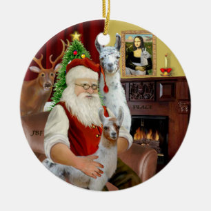 Adorno De Cerámica Santa - Dos llamas (Madre + bebé)
