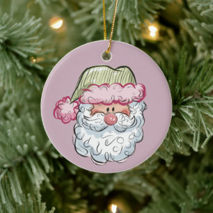 Adorno De Cerámica Santa Dulce Santa Claus Navidad Fiesta Rosa 