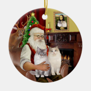 Adorno De Cerámica Santa en casa - Dos gatos Ragdoll