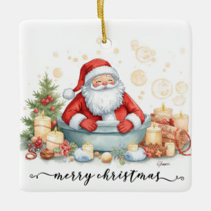 Adorno De Cerámica Santa en el Spa de la Bañera tema de Navidad