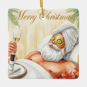 Adorno De Cerámica Santa en el spa de la bañera tema de Navidad